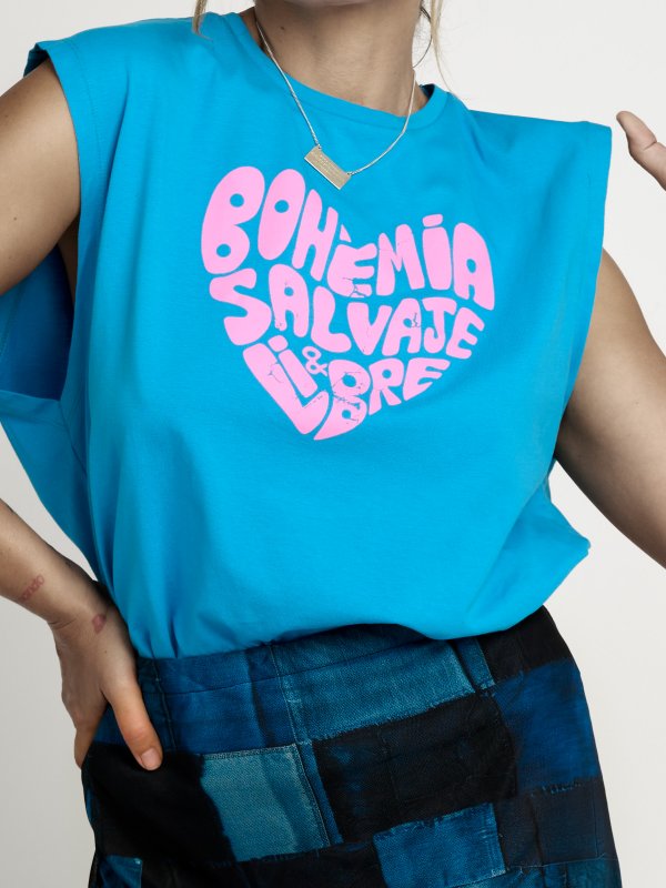 CAMISETA CHICA "BOHEMIA" AZUL