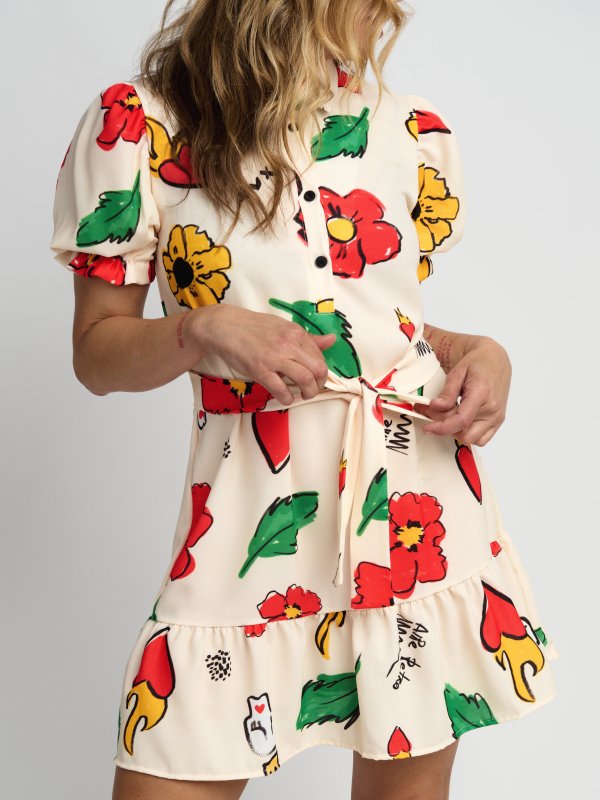 VESTIDO "FLORAL" CRUDO