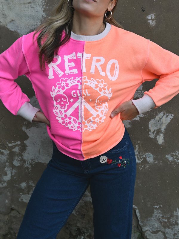SUDADERA "RETRO GIRL" BICOLOR