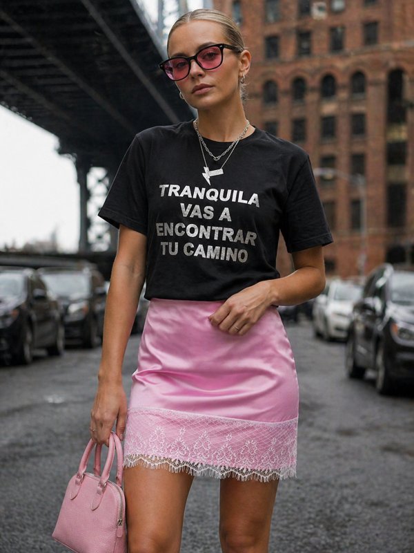 FALDA BLONDA "JANE" ROSA