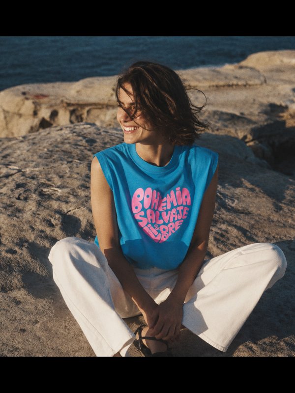 CAMISETA CHICA "BOHEMIA" AZUL