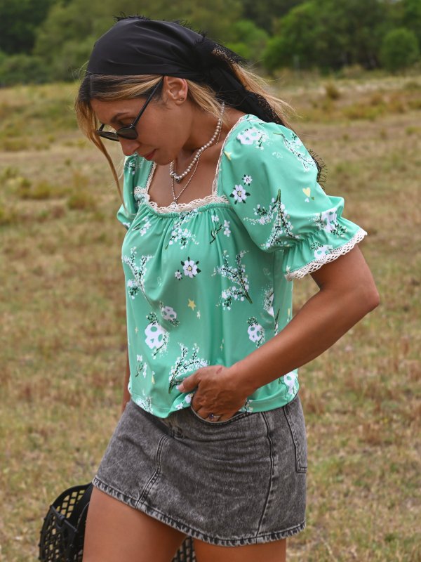 CAMISA "FLORA" VERDE AGUA